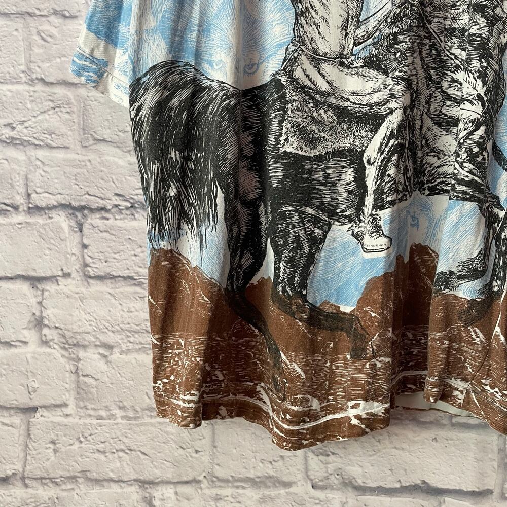 Vintage Native American Indian Horse Wolf All Over Print T-Shirt - Picture 3 of 5